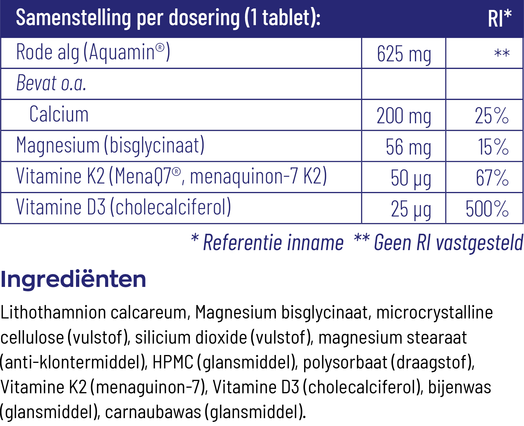Vitakruid Osta K2 & D3 Algae Met Calcium & Magnesium (90 tabletten) - image 3
