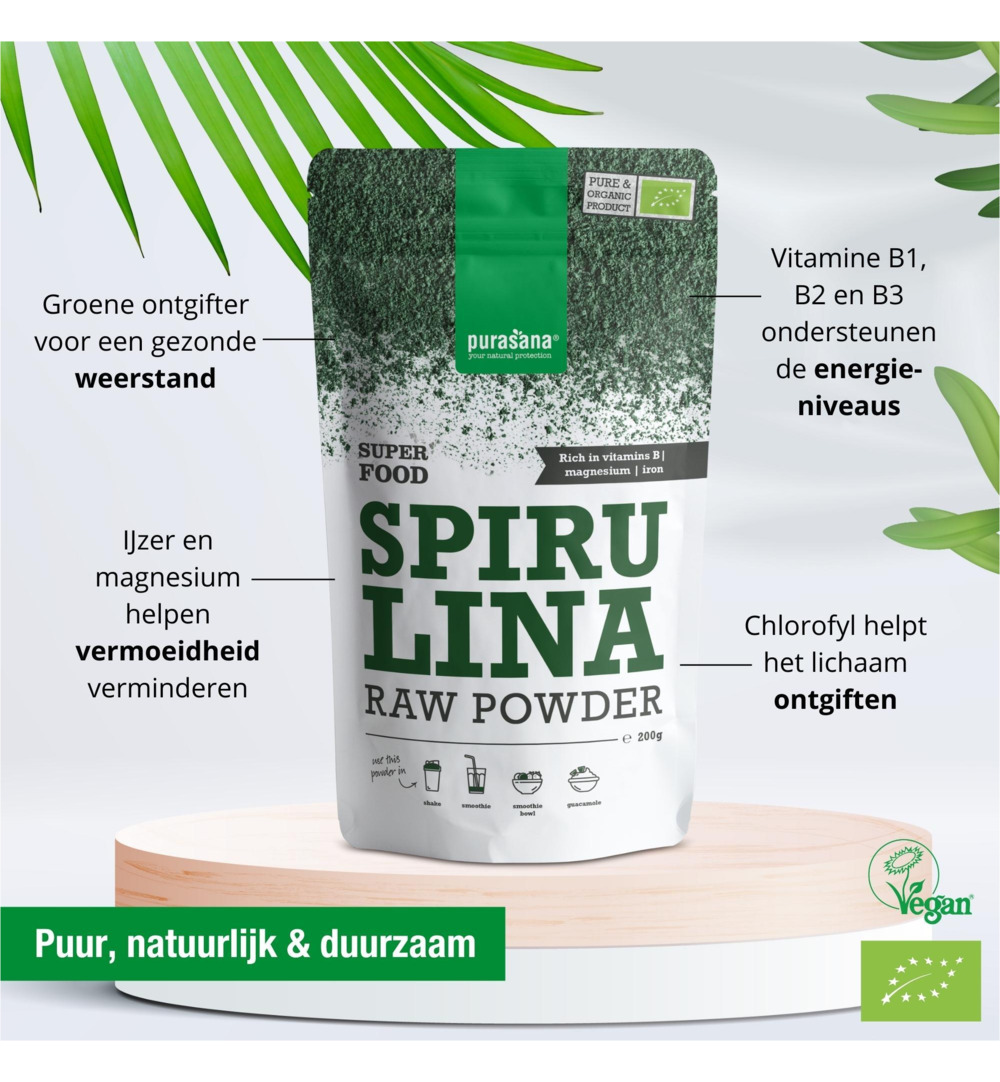 Purasana Spirulina Poeder/Poudre Spiruline Vegan Bio (200 gr) - image 2