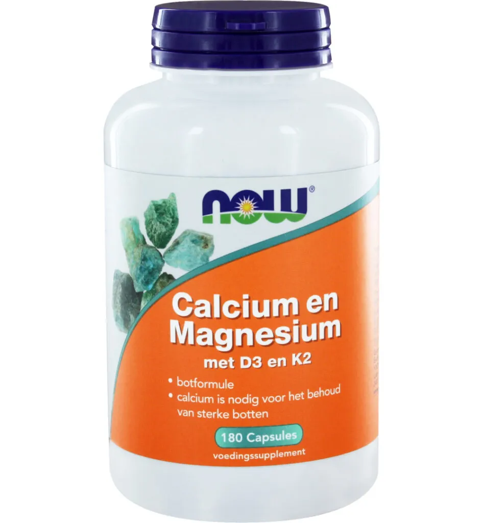 Now Calcium en Magnesium met D3 en K2 (180 capsules)