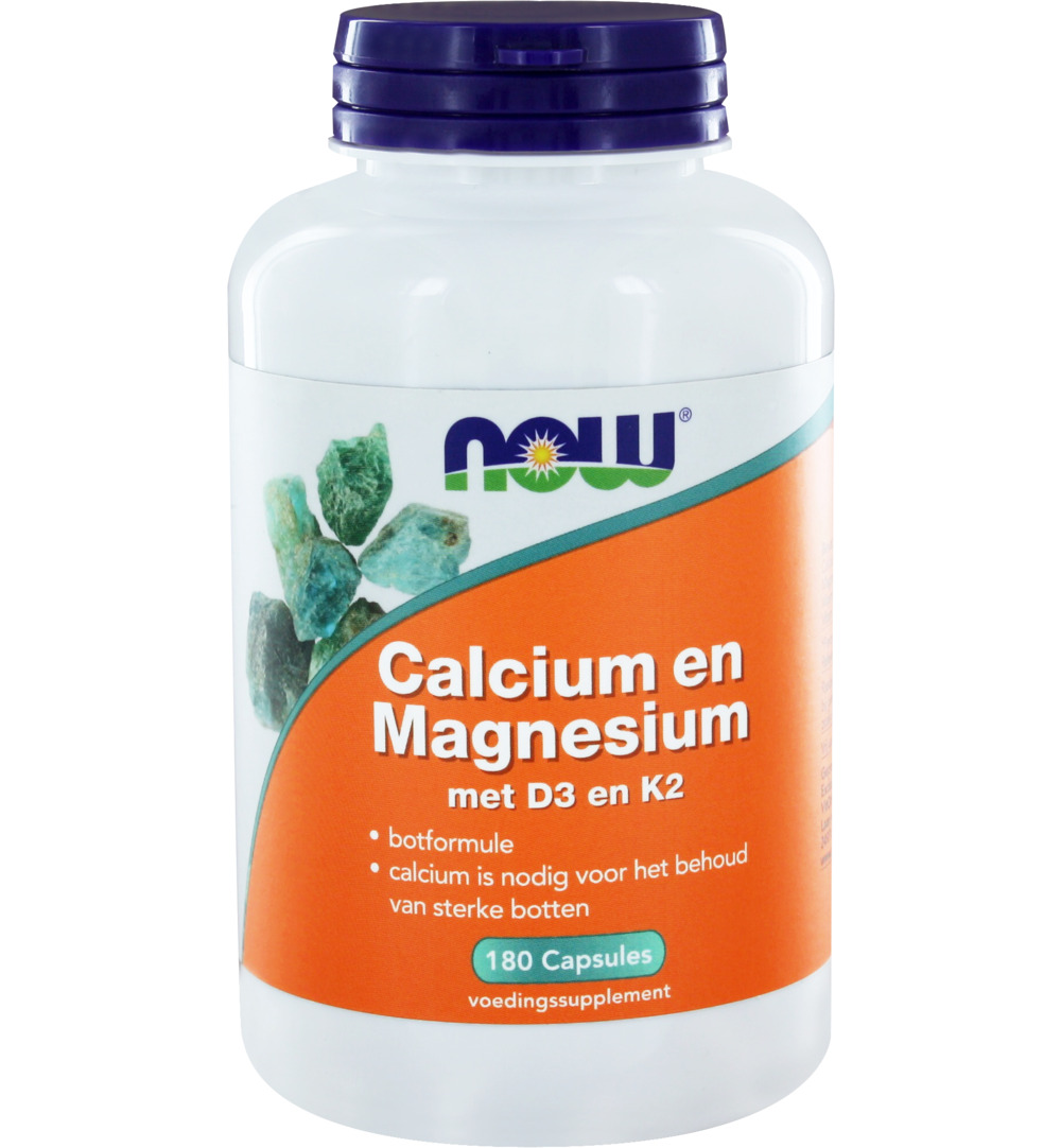 Now Calcium en Magnesium met D3 en K2 (180 capsules)