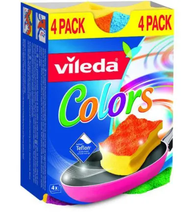 Vileda Schuurspons Colors Anti-Kras (4 stuks)