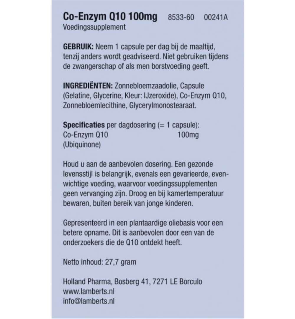 Lamberts Co enzym Q10 100mg (60 vega capsules)