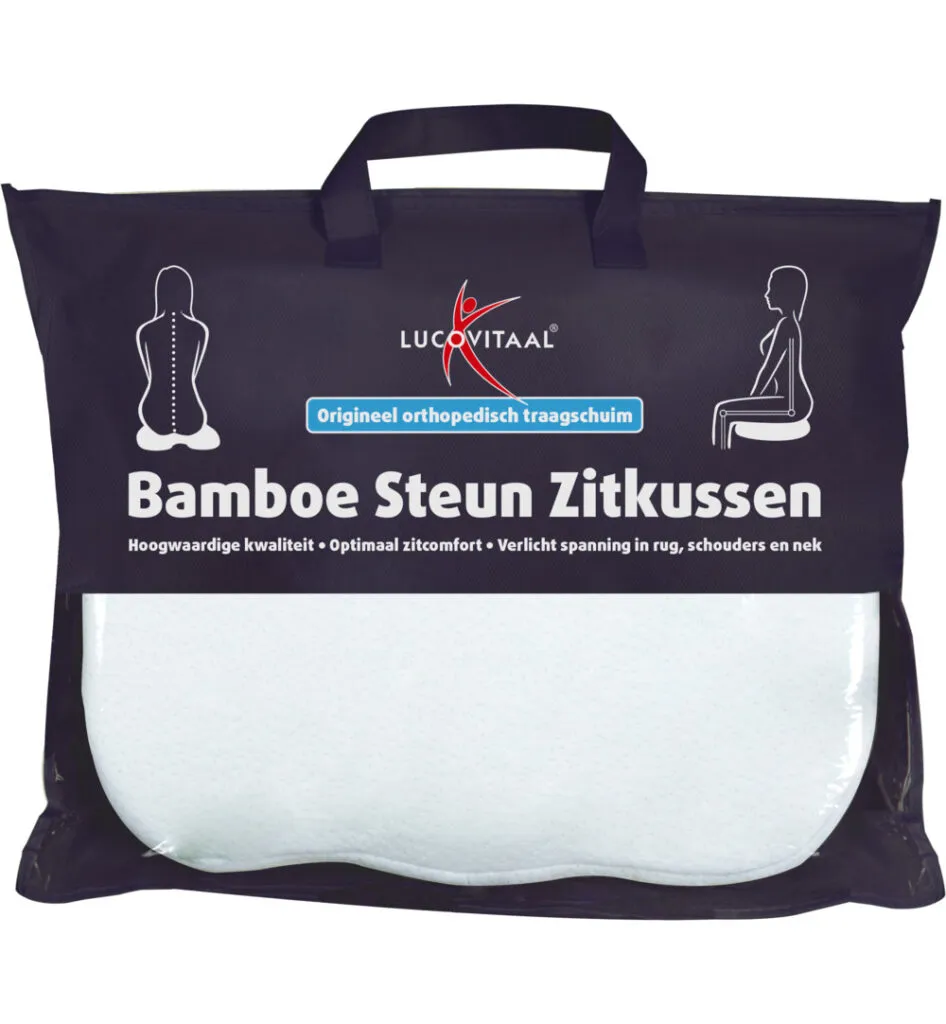 Lucovitaal Bamboe Steun Zitkussen Wit (1 stuk)
