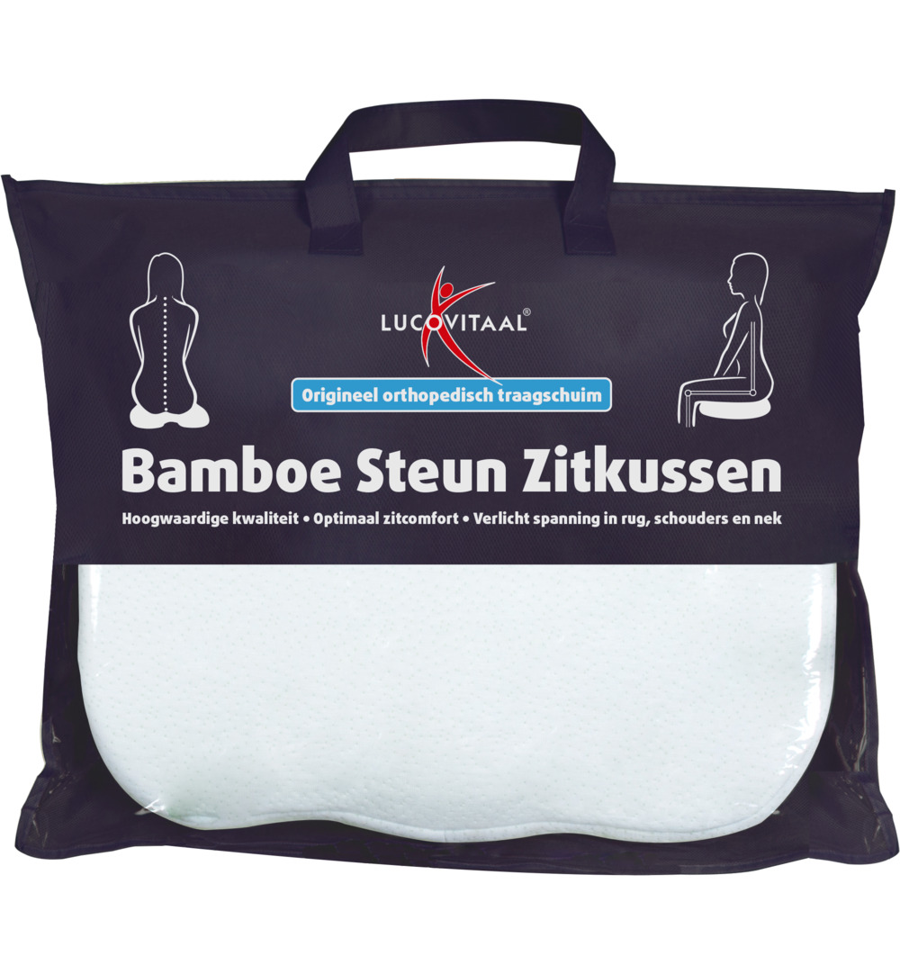 Lucovitaal Bamboe Steun Zitkussen Wit (1 stuk)