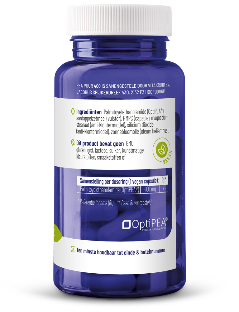 Vitakruid Pea Puur 400 Optipea® Palmitoylethanolamide (60 vega capsules) - image 2