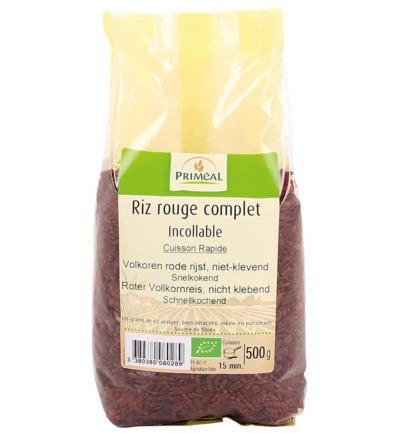 Priméal Rijst Rood Volkoren Niet Klevend Bio (500 gr)