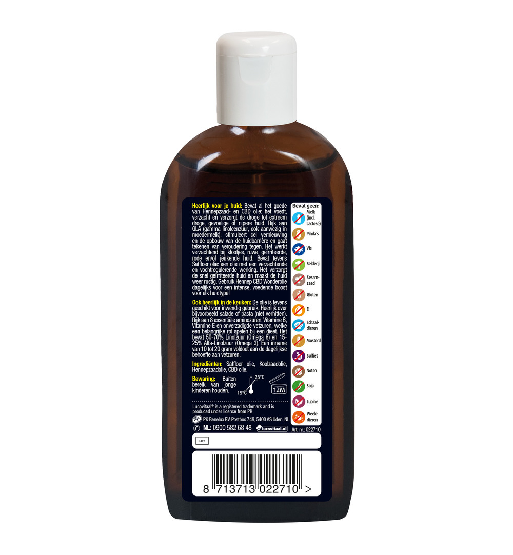 Lucovitaal CBD Hennep Huidwonder Olie (200 ml)
