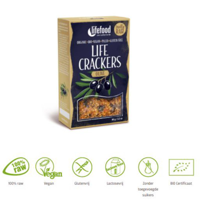 Lifefood Life Crackers Olijf Bio (90 gr)