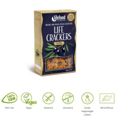 Lifefood Life Crackers Olijf Bio (90 gr)