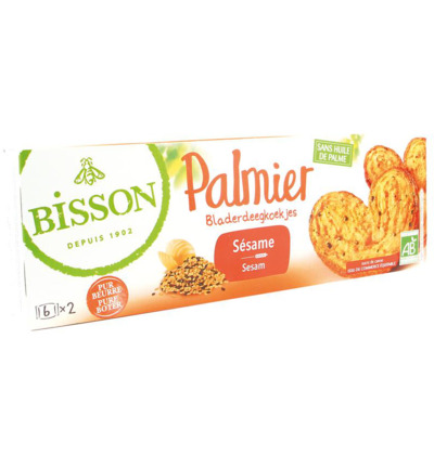 Bisson Palmier bladerdeegkoekjes sesam bio (100 gr)