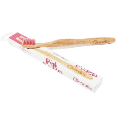 Nordics Tandenborstel bamboe roze (1 stuk)