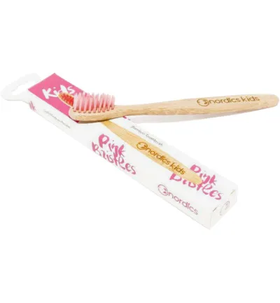 Nordics Tandenborstel kids bamboe roze (1 stuk)