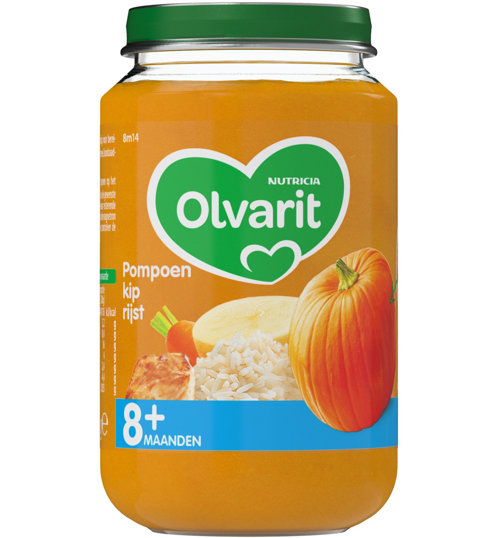 Olvarit Pompoen kip rijst 8M14 (200 gr)