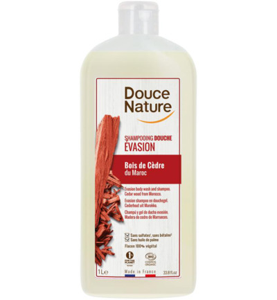 Douce Nature Douchegel & shampoo evasion met cederhout bio (1000 ml)