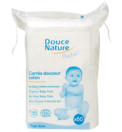 Douce Nature Baby Wattenvierkantjes Bio (60 stuks)