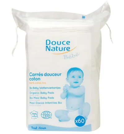 Douce Nature Baby Wattenvierkantjes Bio (60 stuks)