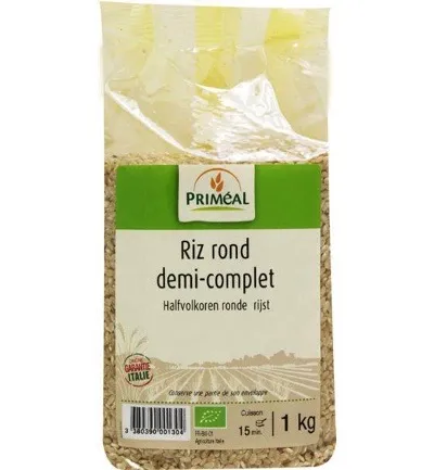 Priméal Halfvolkoren Ronde Rijst Bio (1000 gr)