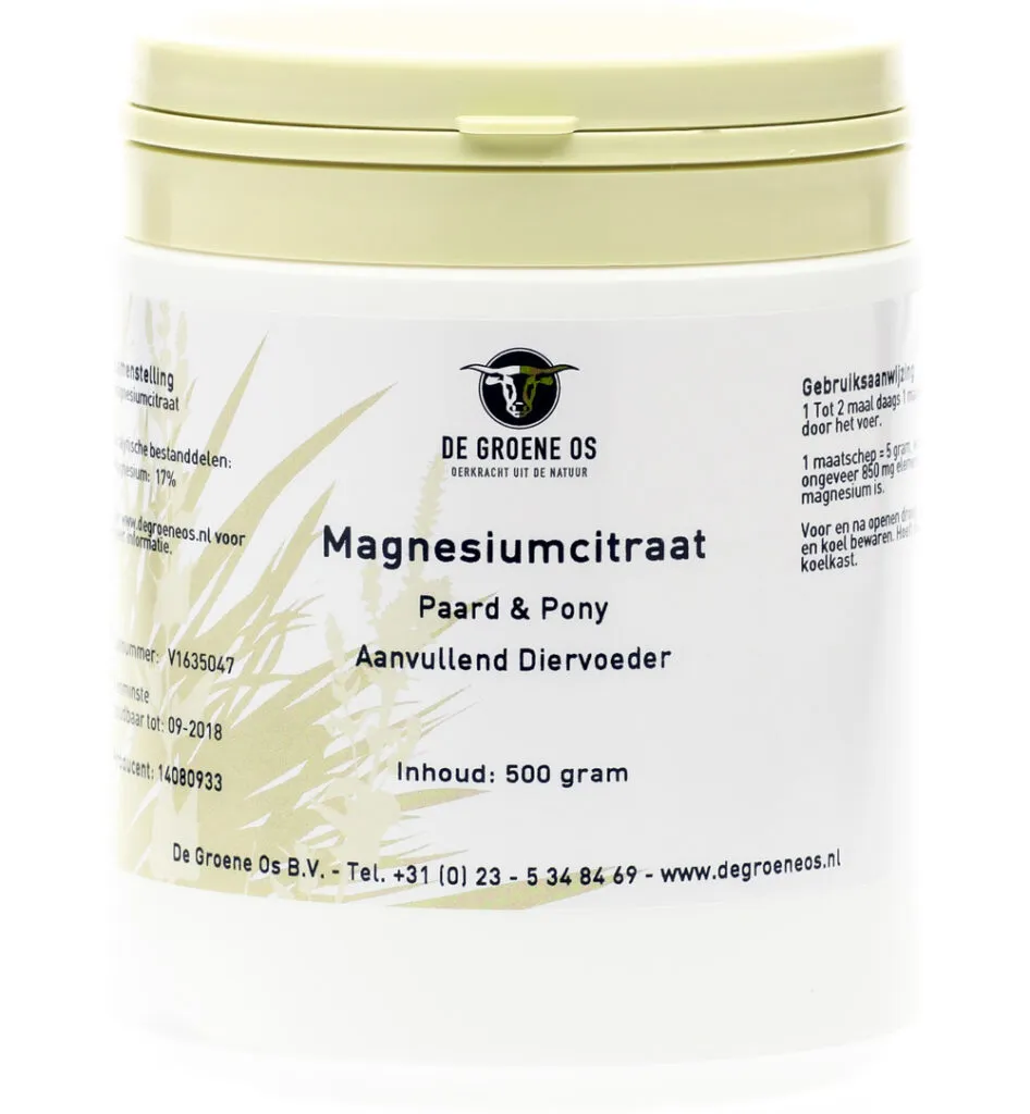 Degroene Os Magnesiumcitraat Paard/Pony (500 gr)
