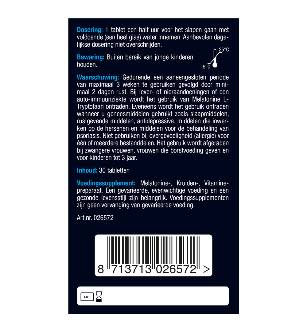 Lucovitaal Melatonine 5 HTP L-Tryptofaan (30 tabletten) - image 6