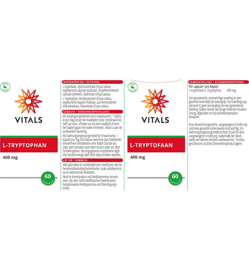Vitals L-Tryptofaan (60 capsules) - image 3