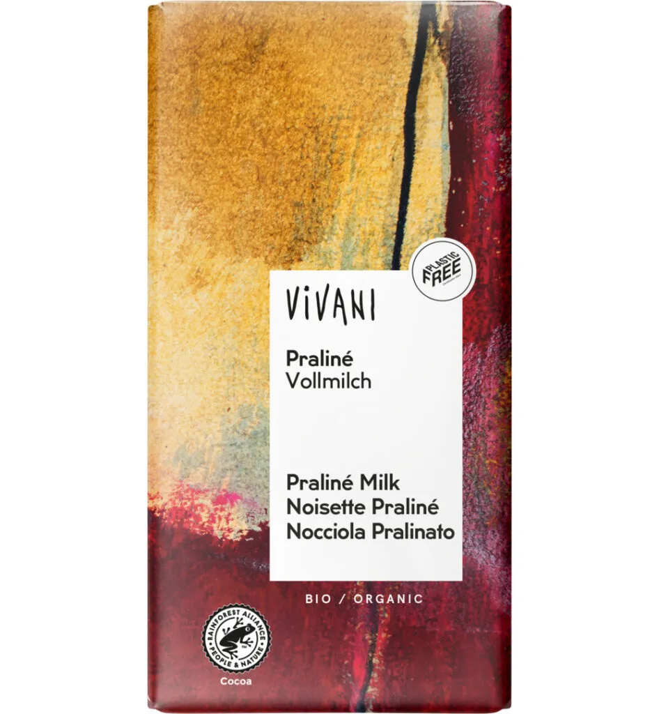 Vivani Chocolade Melk Praline Nougat Bio (100 gr)