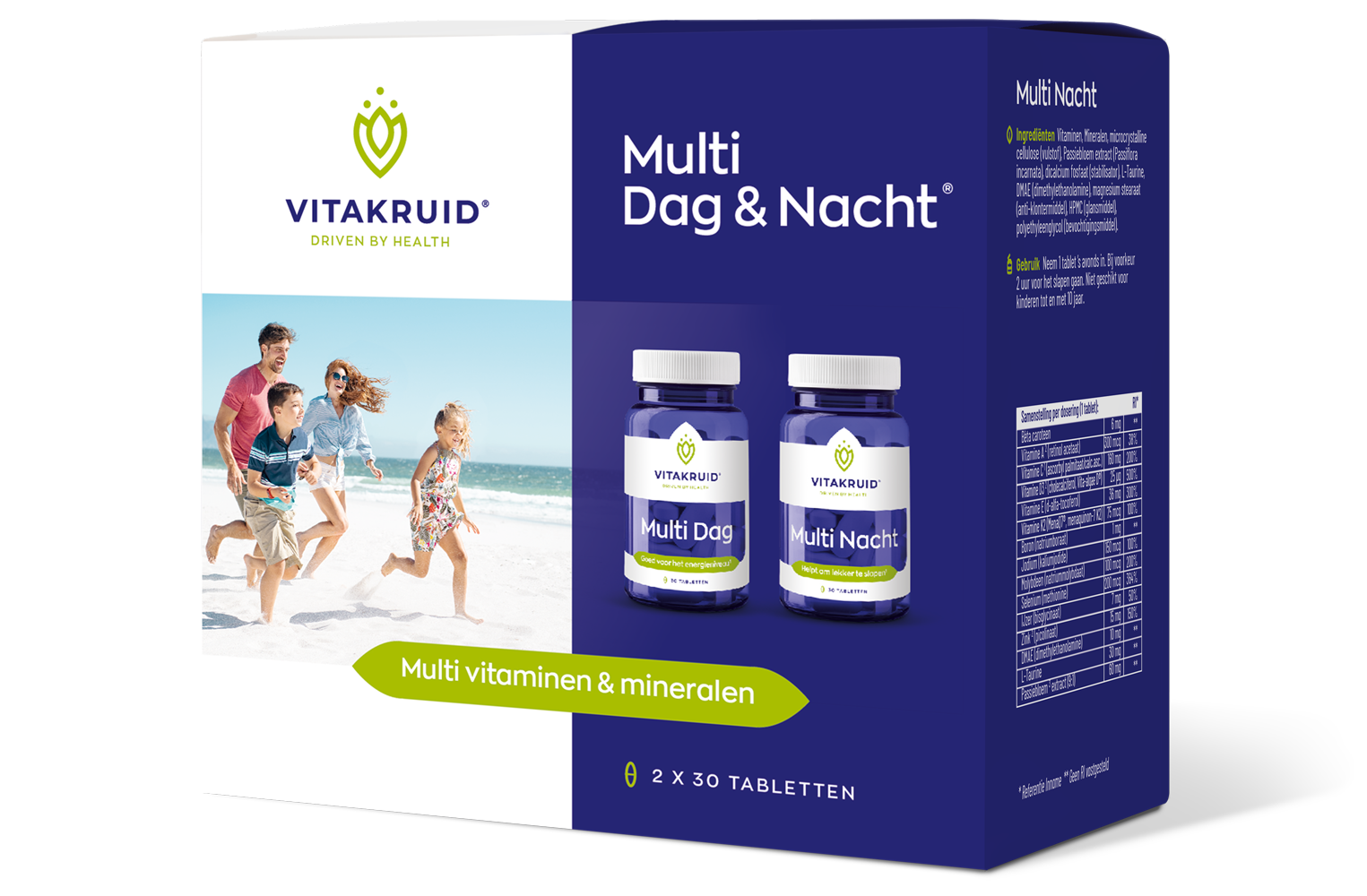 Vitakruid Multi Dag & Nacht Hd 100% Vegan (2 X 30 tabletten)