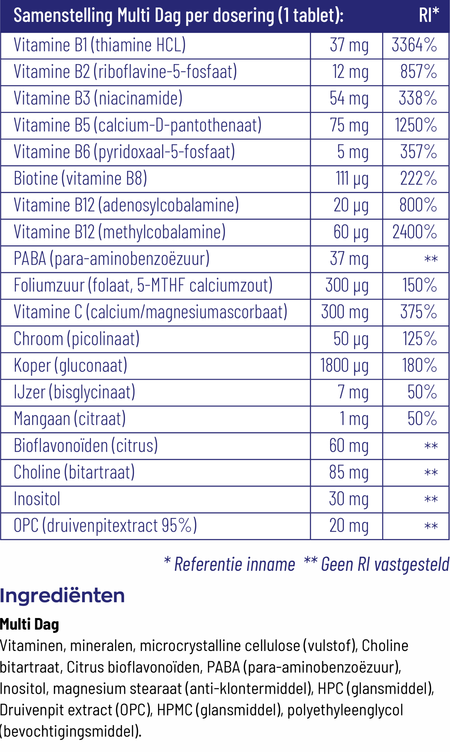 Vitakruid Multi Dag & Nacht Hd 100% Vegan (2 X 30 tabletten)