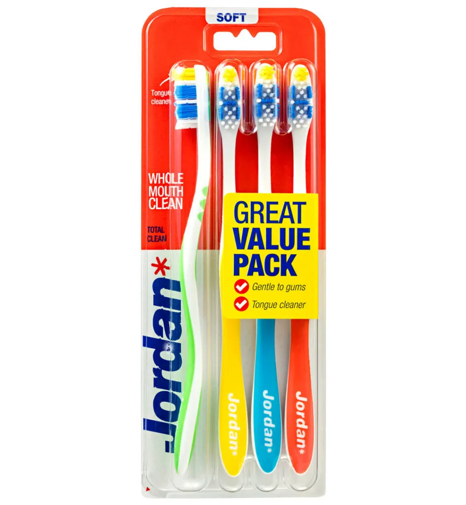 Jordan Tandenborstel TotalClean Soft 4-pack (4 stuks)