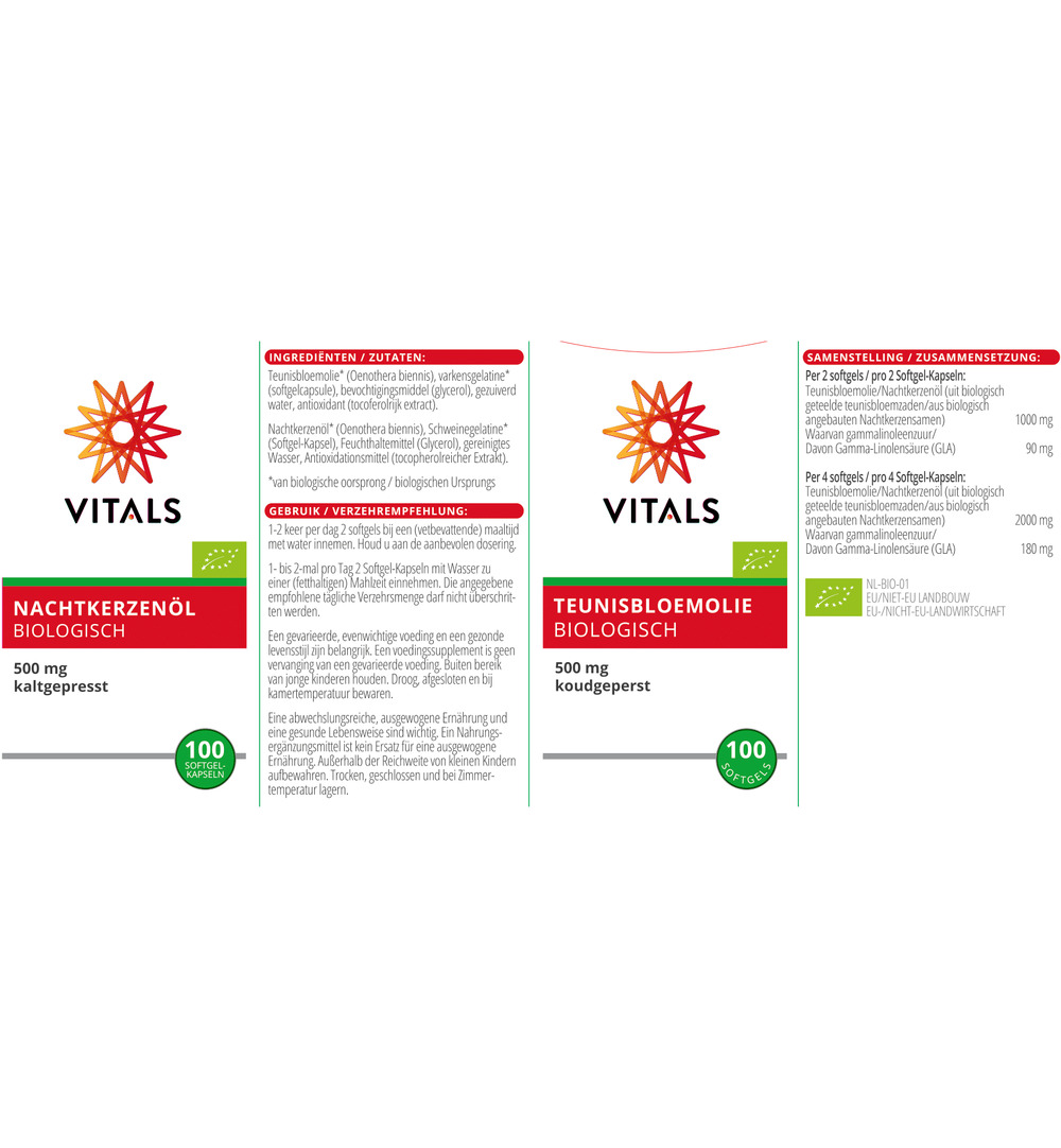 Vitals Teunisbloemolie 500 Mg Bio (100 softgels) - image 3