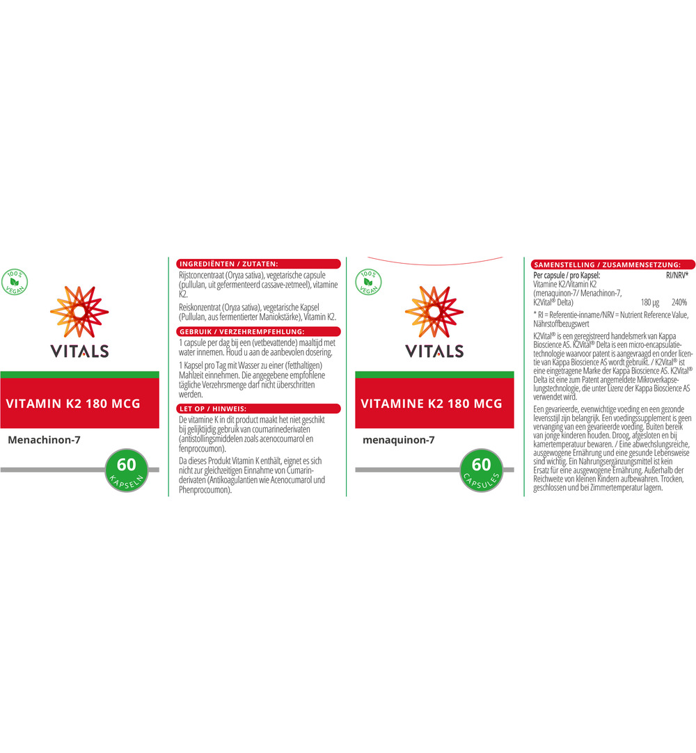 Vitals Vitamine K2 180mcg (60 capsules) - image 3