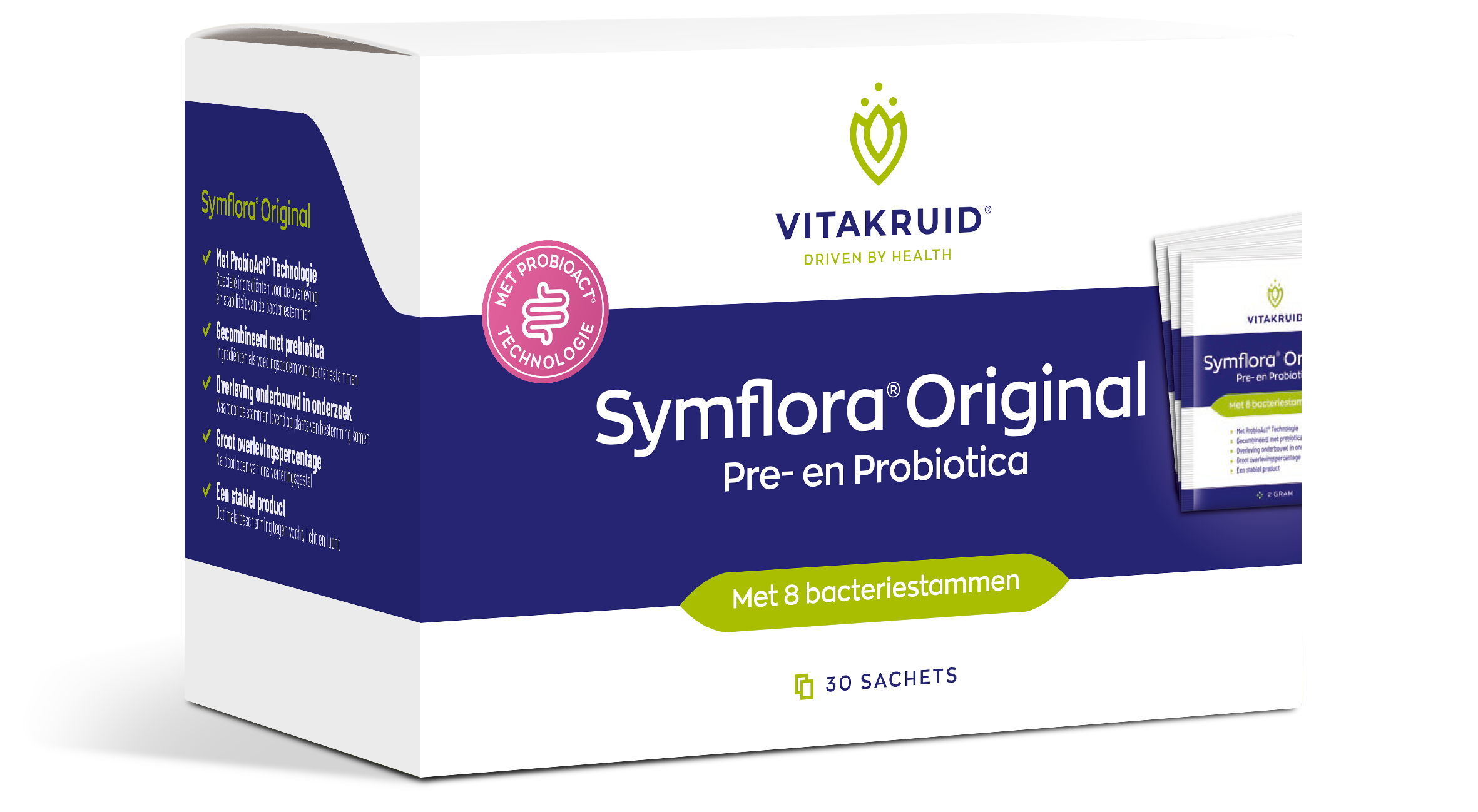 Vitakruid Symflora® Original Pre- En Probiotica 8 Stammen (30 Zakjes)