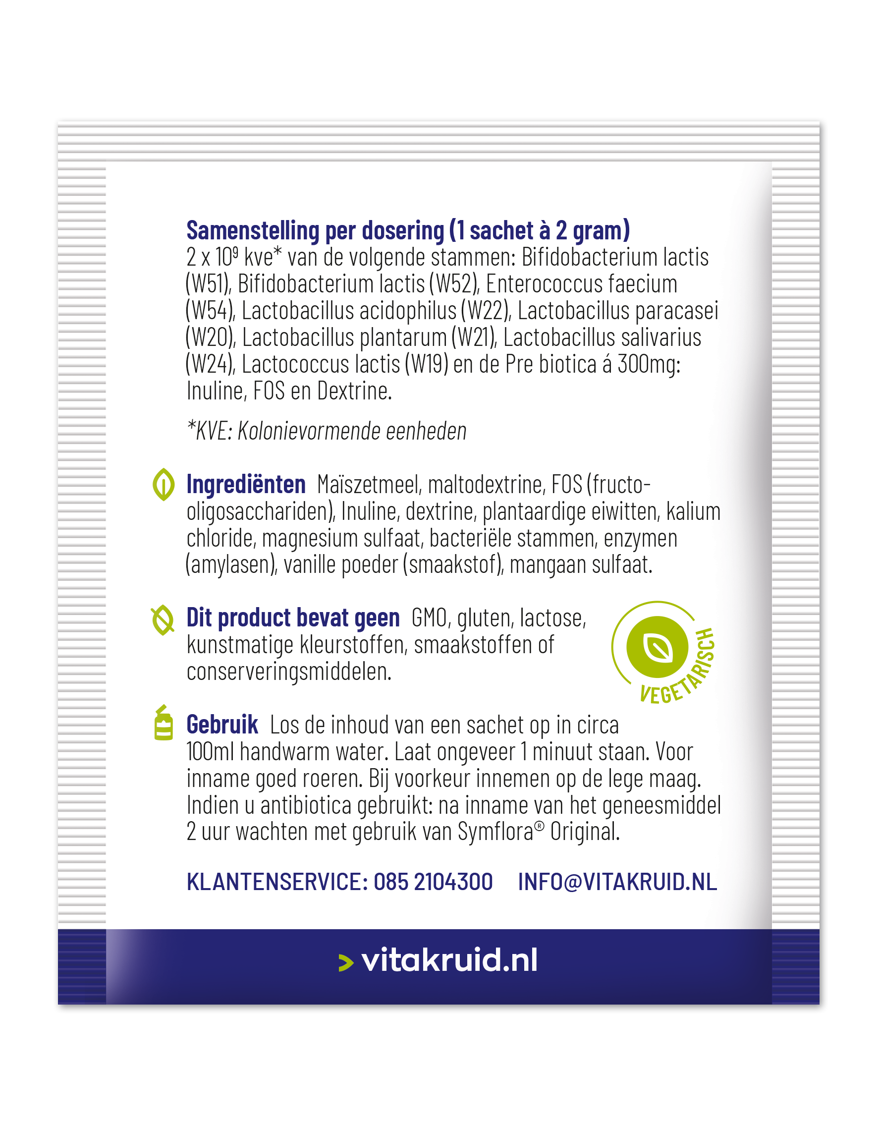 Vitakruid Symflora® Original Pre- En Probiotica 8 Stammen (30 Zakjes) - image 2