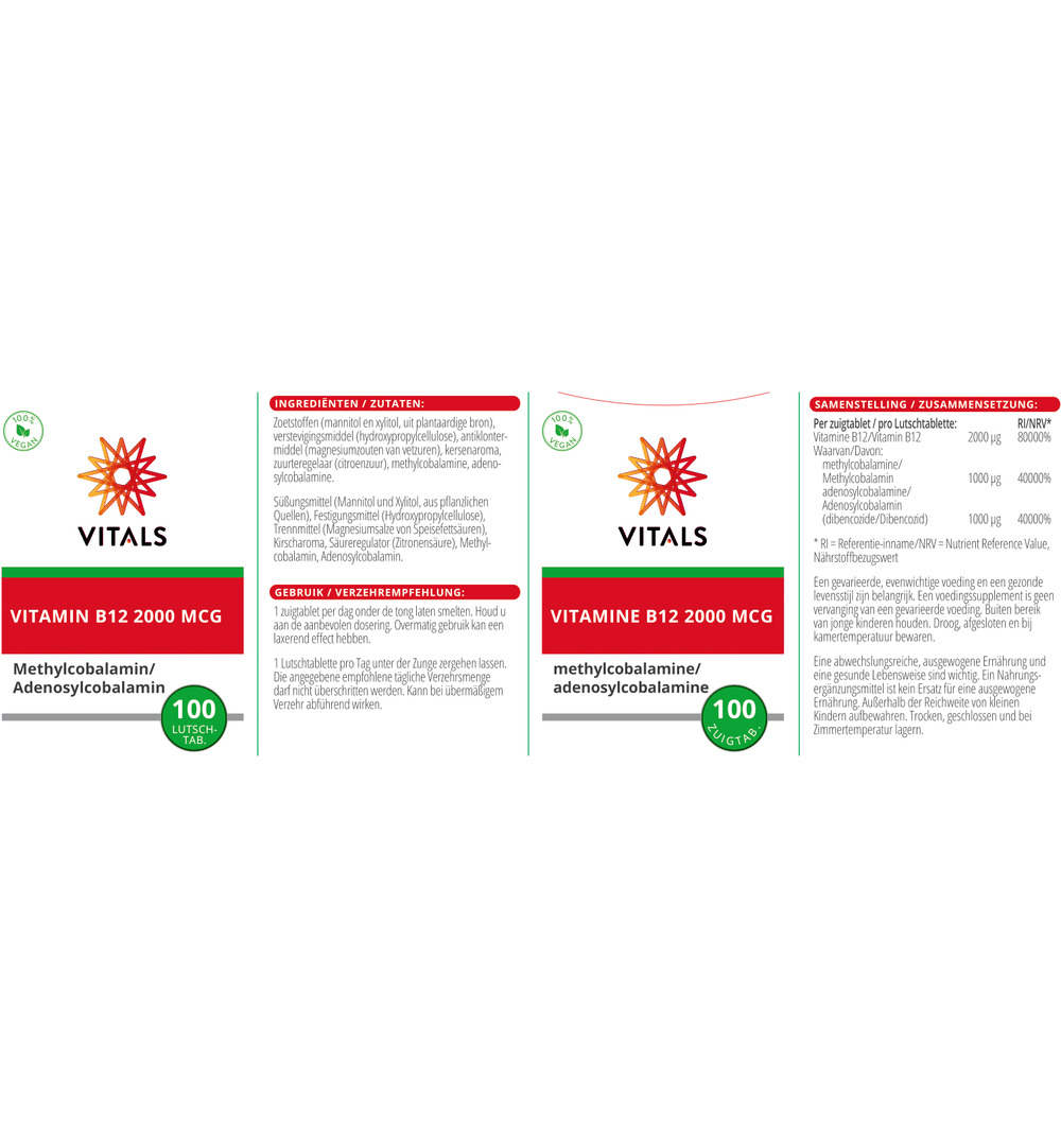 Vitals Vitamine B12 2000 Mcg (100 zuigtabletten) - image 3