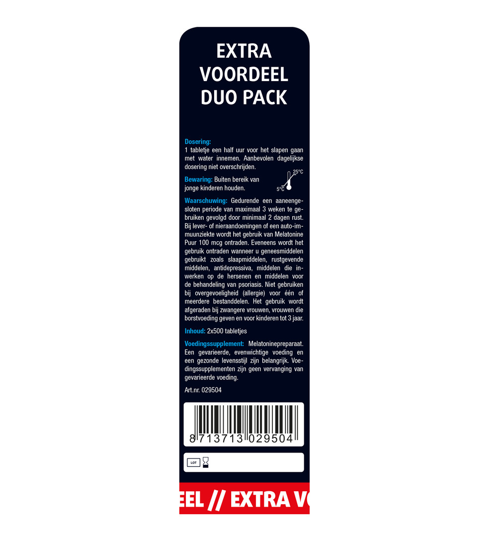 Lucovitaal Melatonine Puur 100mcg Duopack (2x500 tabletten) - image 5