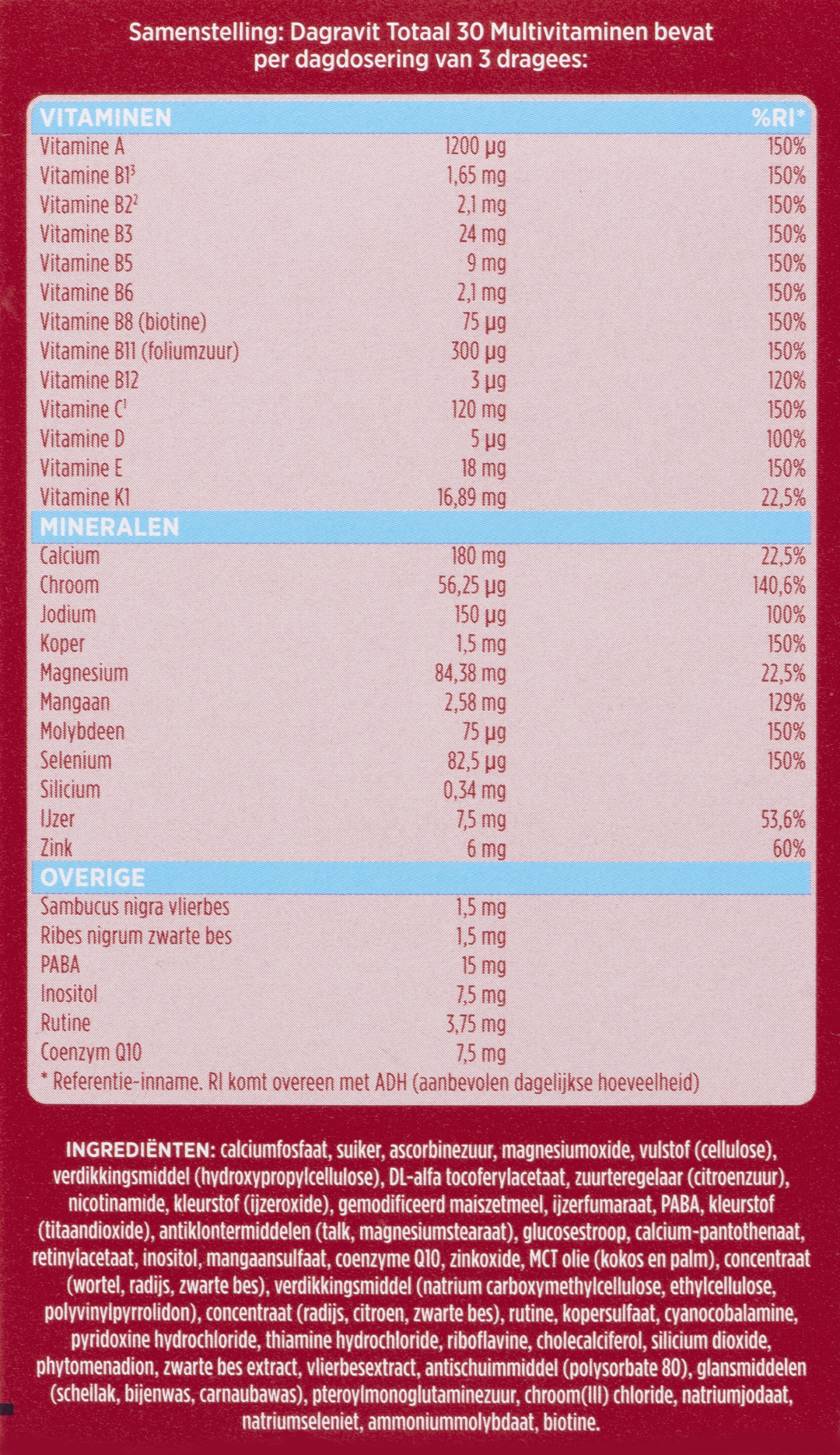 Dagravit Totaal 30 Multivitaminen (500 dragees) - image 4