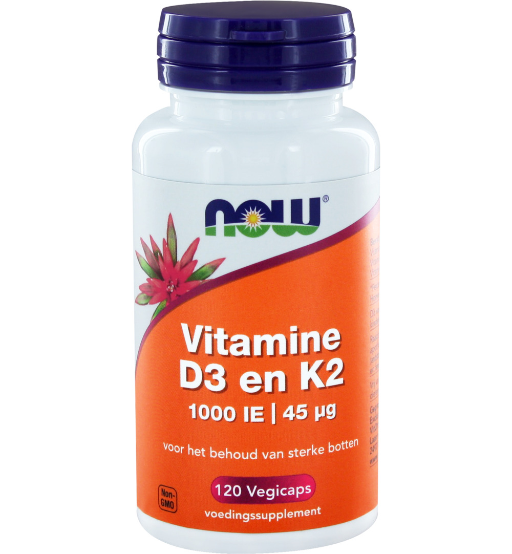 Now Vitamine D3 1000IE & Vitamine K2 (120 vega capsules)