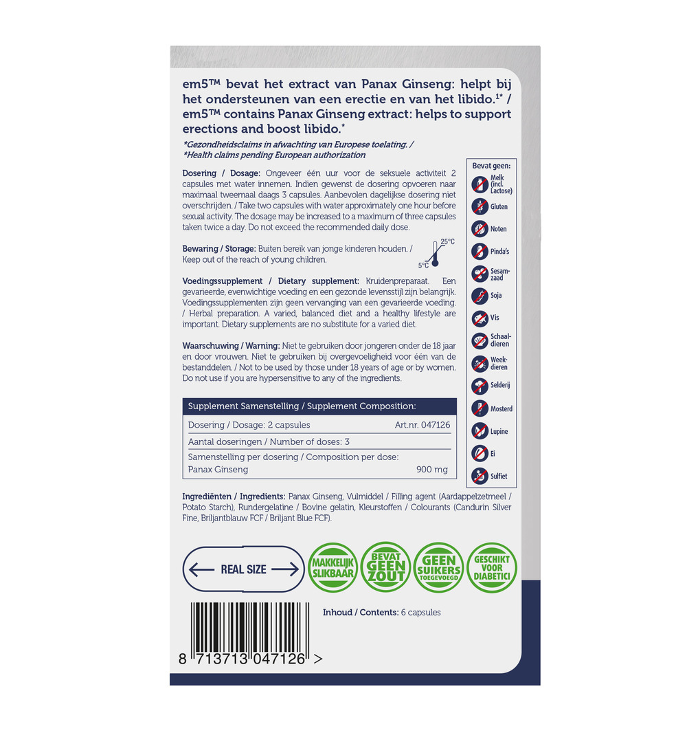 Lucovitaal Em5 Erectomedium Forte (6 capsules) - image 3