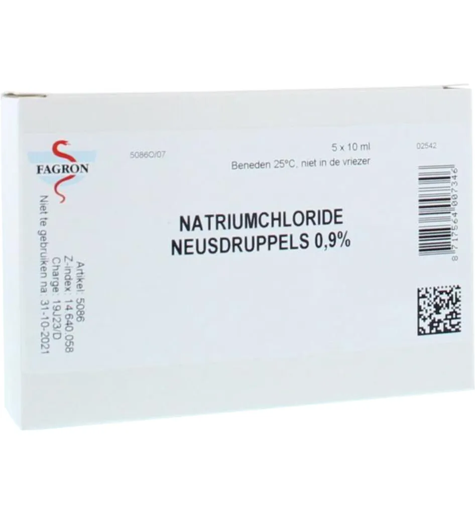 Fagron Natriumchloride neusdruppels 0.9% 10ml (5 stuks)