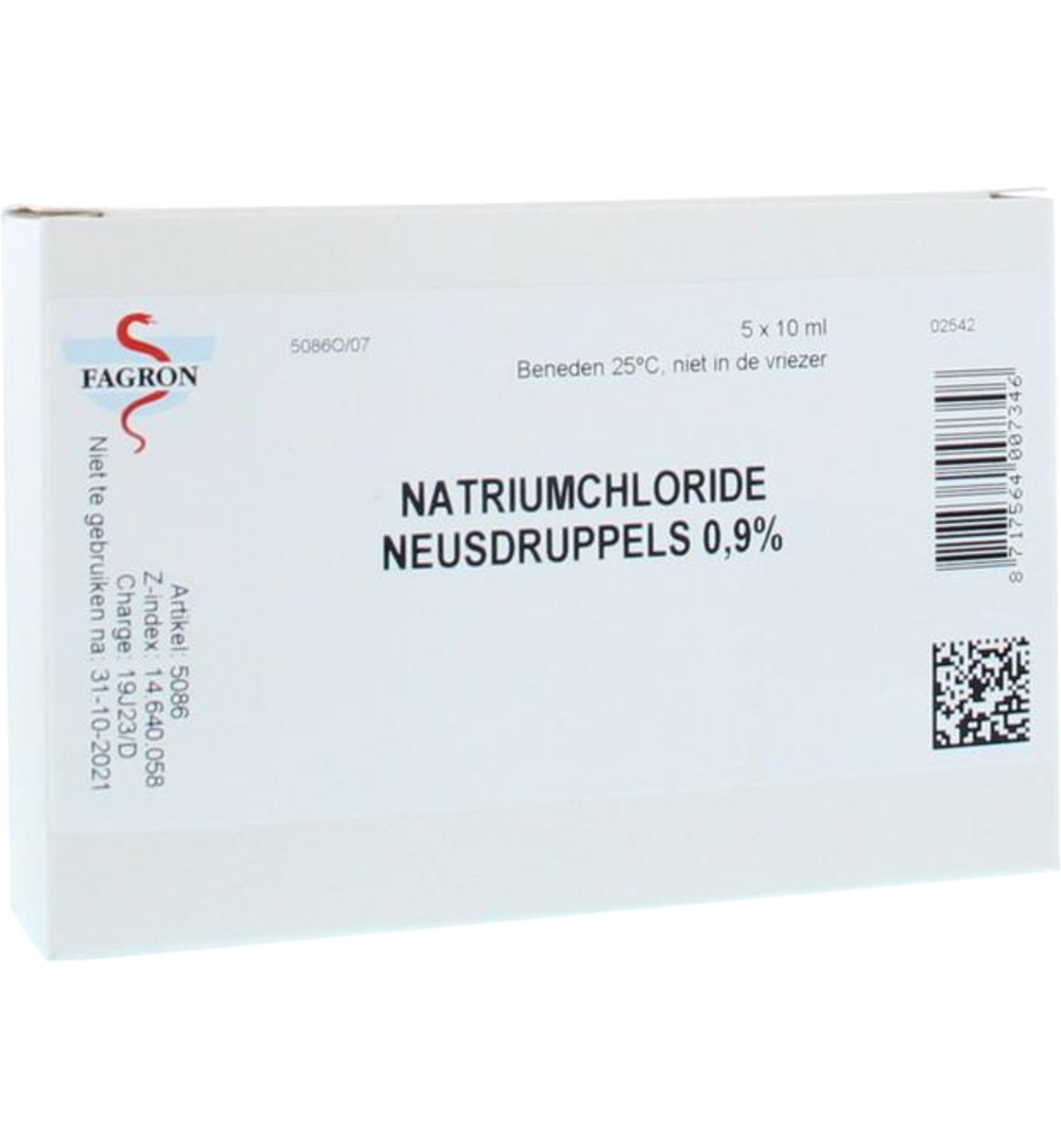 Fagron Natriumchloride neusdruppels 0.9% 10ml (5 stuks)