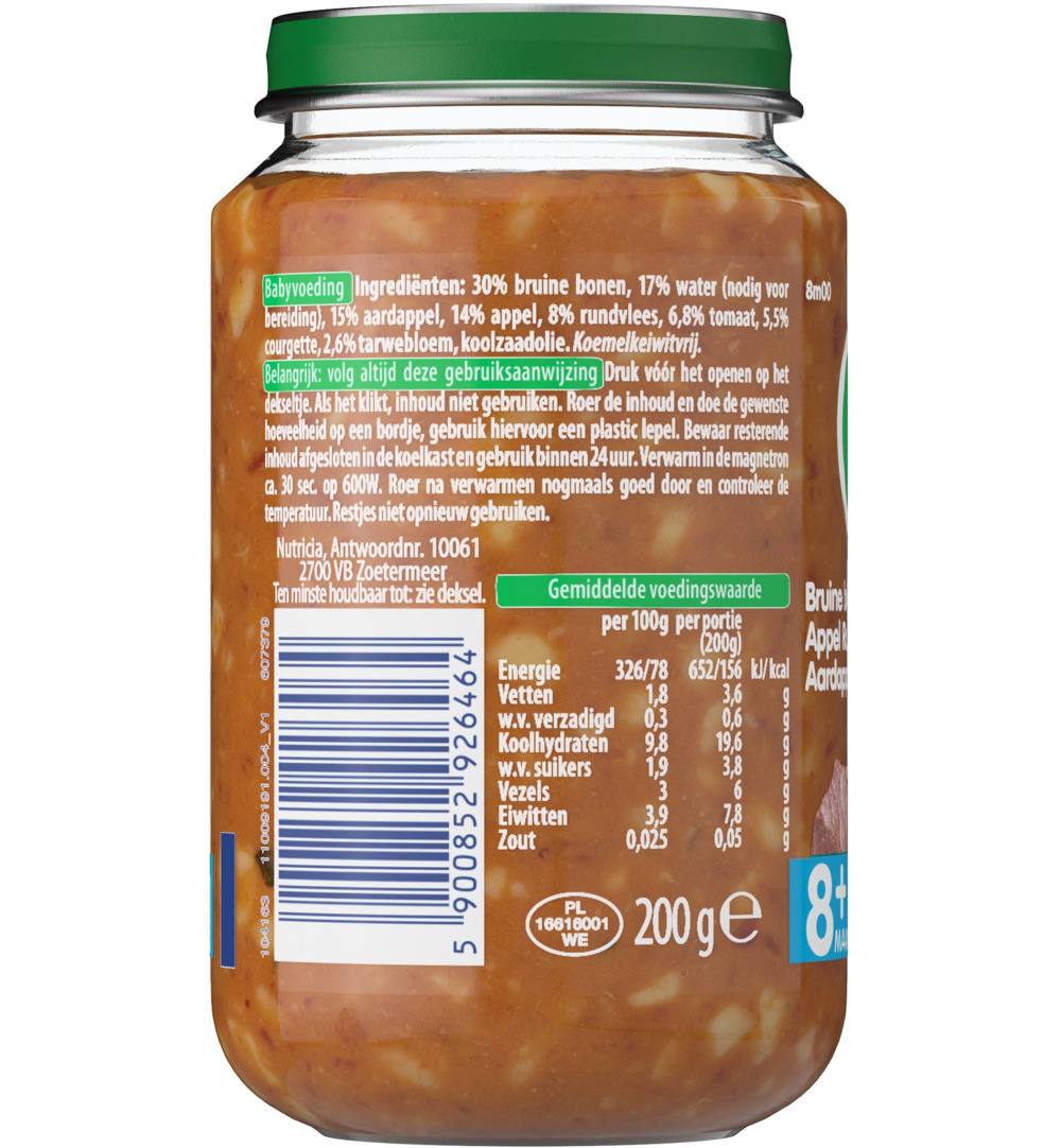 Olvarit Bruine bonen appel rundvlees aardappel 8M00 (200 gr) - image 2