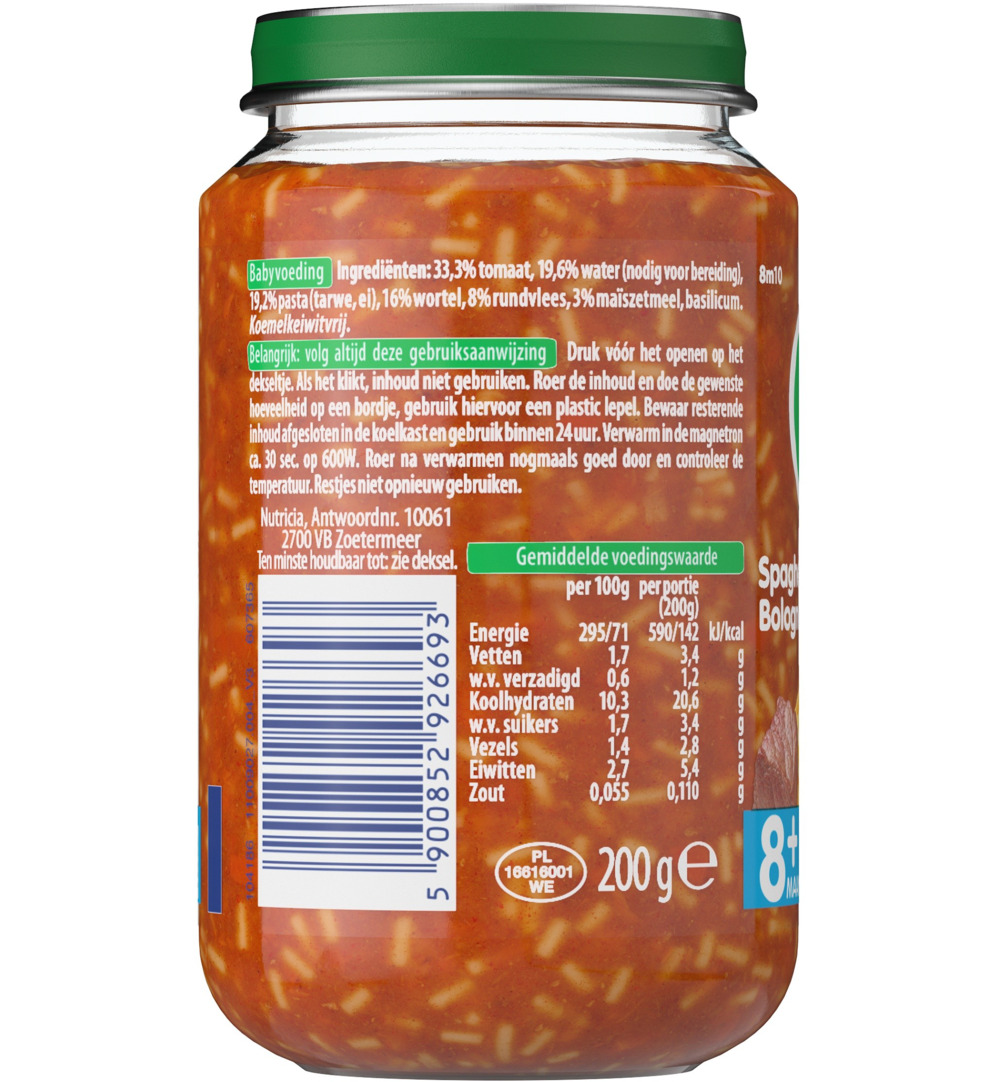 Olvarit Spaghetti bolognese 8M10 (200 gr) - image 2