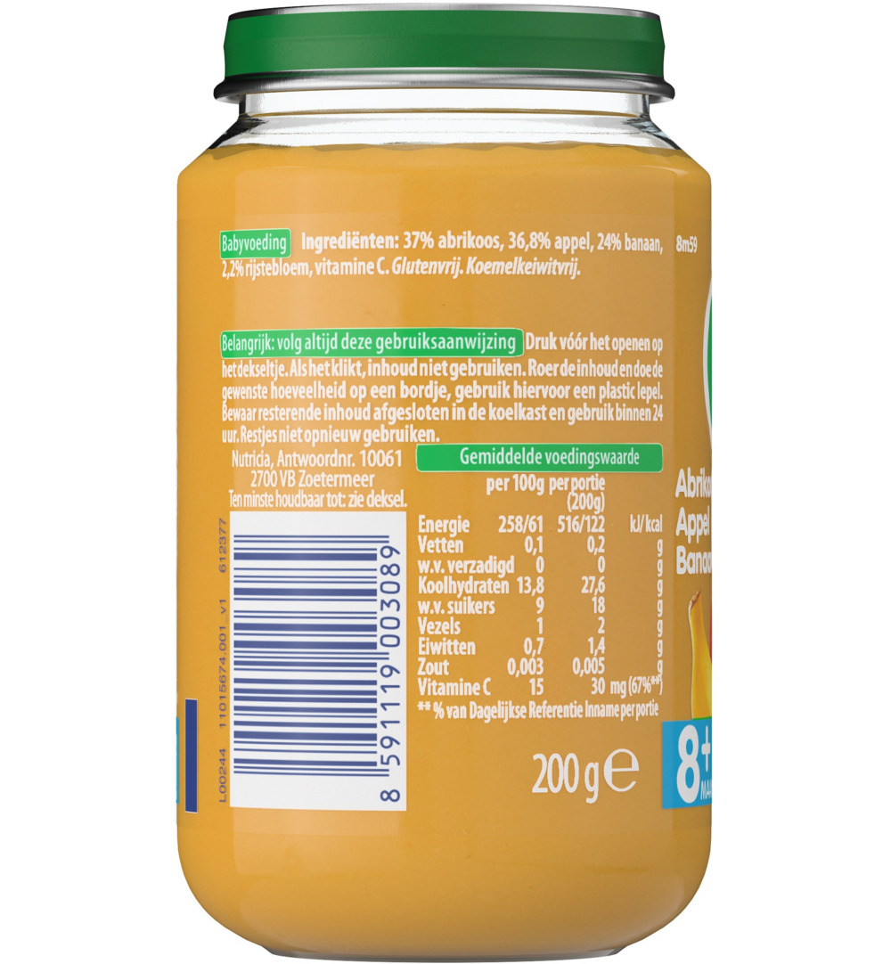 Olvarit Abrikoos appel banaan 8M59 (200 gr) - image 2