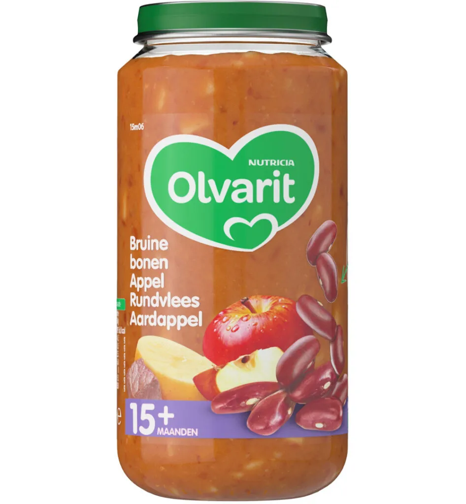 Olvarit Bruine bonen appel rundvlees aardappel 15M06 (250 gr)