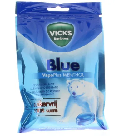 Vicks Blue menthol suikervrij bag (72 gr)