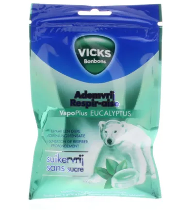 Vicks Ademvrij eucalyptus suikervrij bag (72 gr)