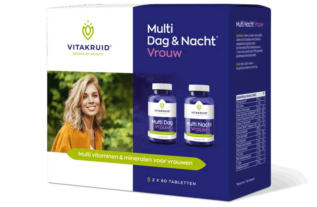 Vitakruid Multi Dag & Nacht Vrouw 100% Vegan (2 X 90 tabletten)