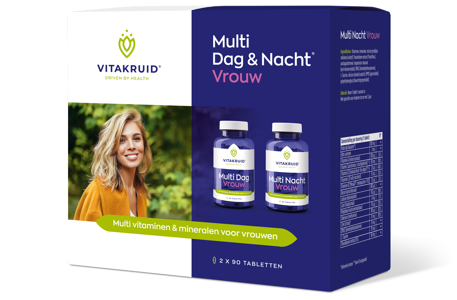 Vitakruid Multi Dag & Nacht Vrouw 100% Vegan (2 X 90 tabletten)