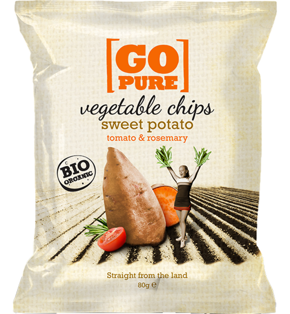 Go Pure Chips sweet potato tomato & rosemary bio (80 gr)