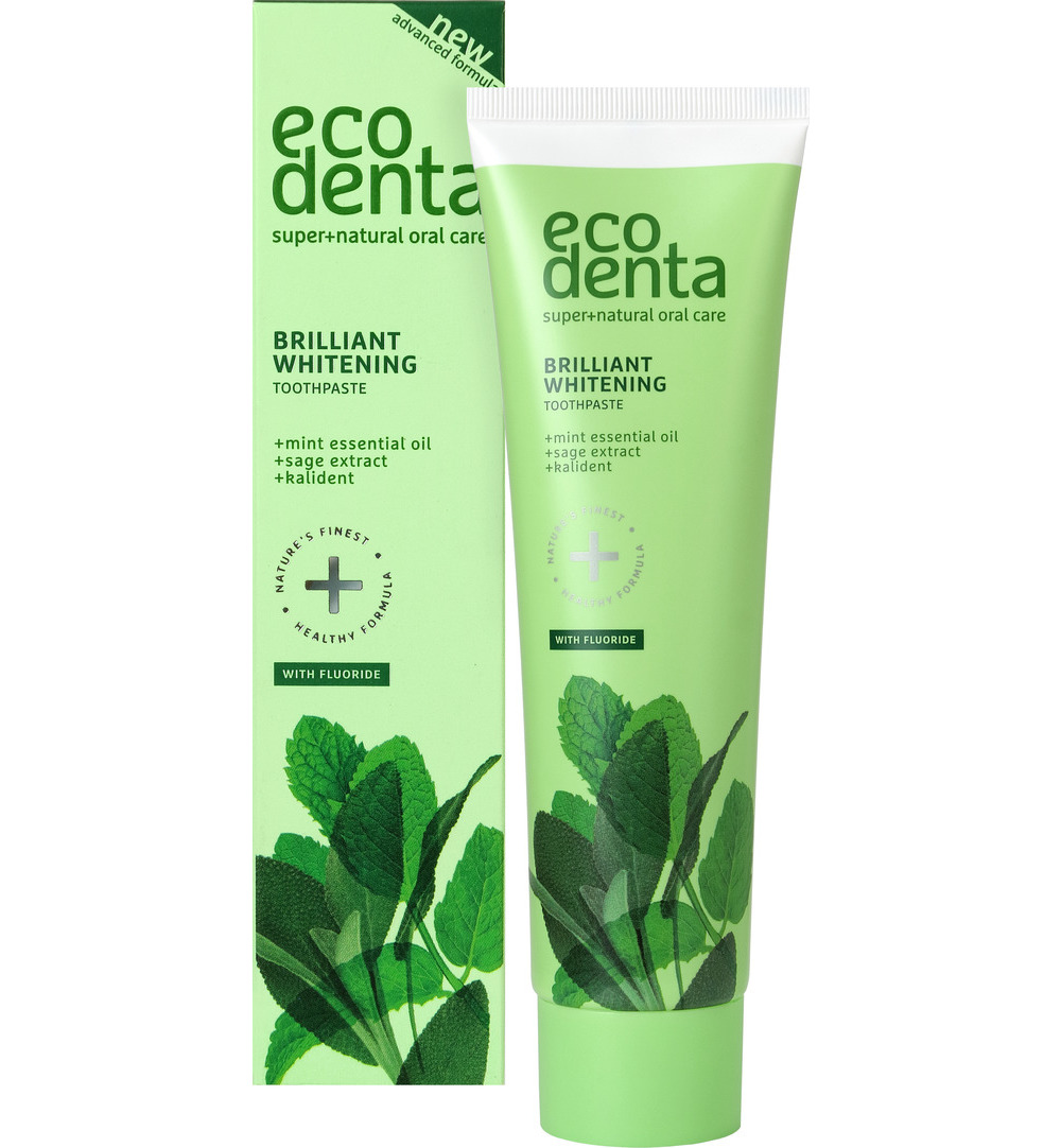Ecodenta Tandpasta whitening muntolie en salie extract (100 ml)