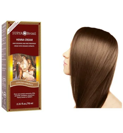 Surya Brasil Henna Haarverf Creme Goud Bruin (70 ml)